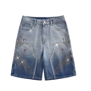 Shorts de Mezclilla Negros con Pedrería Personalizados para Hombre, Jeans Brillantes de Lujo, Estilo Urbano, Holgados, Moda de Verano, OEM, ODM, Venta al Por Mayor - Product Image 3
