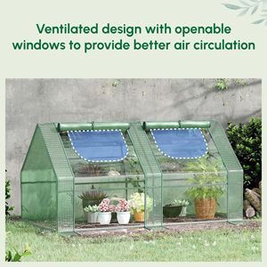 Serra Portatile 6x3x3 per Piccoli Giardini con 2 Coperture in PE/PVC, 2 Finestre Avvolgibili, Ecologica, per Esterni, Casa Calda per Piante Verdi - Product Image 4