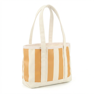 Bolsa de Mano Tipo Tote a Rayas, de Poliéster/Algodón, Amarillo y Blanco, Moderna, Ecológica, Resistente al Agua, Tejida, para Regalo Promocional - Product Image 6