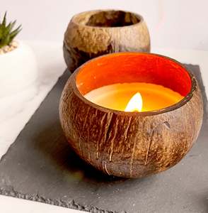 Custom logo Engraved Eco Friendly <b>Candle</b> in <b>Small</b> Coconut Shell Bowl Jar for Wedding Decor Favors - Product Image 5