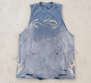 Custom Men <b>Distressed</b> Tank <b>Top</b> Acid Wash Graphic Ripped Gym Singlet Streetwear Loose Fit Sleeveless T Shirt Wholesale Clothing - Product Image 6