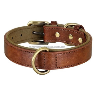 Collar acolchado de cuero suave para perros, material de alta calidad, hecho a mano, collar de cuero genuino para perros y mascotas a precio mayorista - Product Image 2