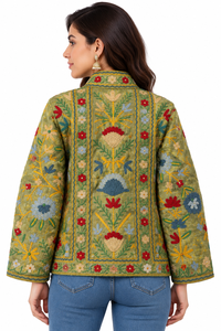 Veste en coton brodée à la main style bohème du Rajasthan, col montant, pour femme, écologique et respirante - Product Image 6
