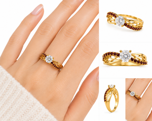 Anillo de Boda Apilable de Plata de Ley 925 con Circonita Solitaria, Chapado en Oro de 18k, Engaste de Garras, Hecho a Mano, para Mujer, Regalo para Ella - Product Image 4
