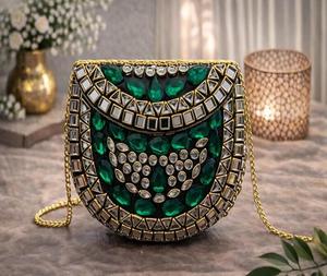 Sacs à main de soirée pour femmes, sacs à main en nacre, sacs à main en métal, sacs à main en mosaïque et en kundan, sacs indiens multicolores - Product Image 3