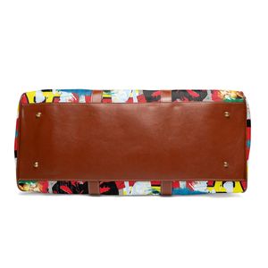 Colorful <b>Canvas</b> Duffel <b>Bag</b> With Leather Handles Zipper Closure Large Capacity Travel Weekender <b>Bag</b> - Product Image 2