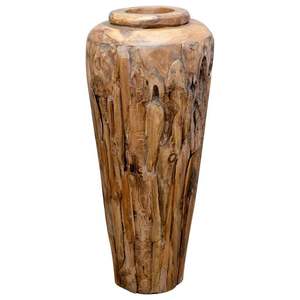 Grand vase décoratif en teck naturel, produit en bambou et en bois massif - Product Image 2
