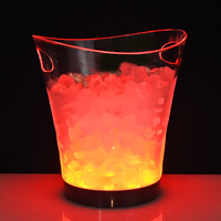 Acrylique transparent personnalisé PS Plastique Bière Vin champagne Bouteille Service Seau à Glace avec Lumière Led