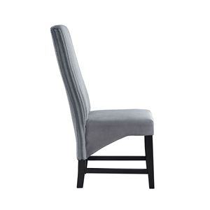 Set di 2 sedie da pranzo Kini in velluto a coste grigio e sedie laterali con finitura nera - Product Image 3