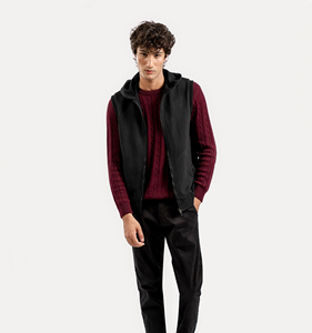 Chaleco con capucha y cremallera para hombre, ropa exterior informal de color sólido, exterior de poliéster, ropa de otoño, longitud regular - Product Image 3