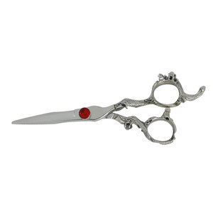 Ciseaux de coiffure professionnels de qualité supérieure, couleur argent, vis rouge, acier inoxydable, pour droitiers, taille moyenne, poignée ergonomique - Product Image 5
