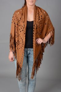 Women's <b>Brown</b> Leopard Print Fringe Shawl Long Polyester <b>Scarf</b> For Daily Wear All Seasons - Product Image 3