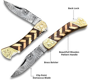 Couteau de poche pliant de survie en acier inoxydable 2026, personnalisable, à pointe clip, bord dentelé, OEM, vente en gros, DIY, bois, garantie 3 ans - Product Image 2