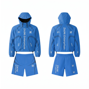 Ensemble court coupe-vent d'hiver pour homme ZAINI Premium 120 GSM en polyester bleu, séchage rapide, imprimé sérigraphié, vêtements de sport actifs - Product Image 1