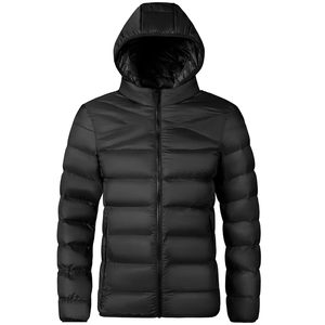 Manteau à capuche en tricot pour homme, écologique, vert olive uni, fermeture éclair, style décontracté, col montant, longueur normale, polyester - Product Image 3