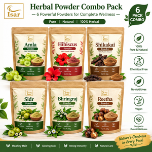 Poudre capillaire aux herbes OEM/ODM, combo Amla, Hibiscus, Shikakai, Sidr, Bhringraj & Reetha, 100g chacune (pack de 6) - Product Image 2