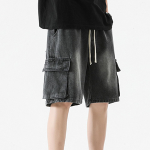 Shorts cargo pour homme, couleur unie, taille à cordon, shorts en coton, style décontracté avec poches, design respirant - Product Image 2