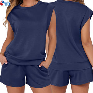 Conjuntos Deportivos Cortos de Verano, Tendencia Actual, con Logotipo Personalizado, sin Mangas, 2 Piezas, Shorts y Camisetas para Mujer - Product Image 6