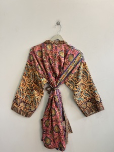 เสื้อคลุมกิโมโนหลากสีสไตล์โบโฮแบบต่อผ้า  แบบเปิดด้านหน้า - Product Image 6