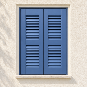 Volets extérieurs en bois massif bleu à lamelles fixes, tailles personnalisées pour la décoration des maisons de style européen, volet en bois massif - Product Image 1