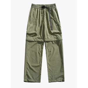 High Quality Breathable Baggy Nylon Pants Mens Detachable Zipper Parachute Pants Removable Thin Straight Leg <b>Trousers</b> - Product Image 4