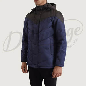 Chaqueta Acolchada de Dos Tonos para Hombre con Capucha, Azul Marino y Negro, Abrigo Acolchado de Invierno, Parka Casual Cálida y Resistente al Viento para Exteriores - Product Image 5