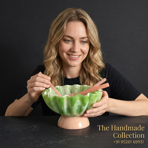 The Handmade Collection Resin Bowl <b>Green</b> Modern Luxury Design Eco-Friendly Stocked <b>Food</b> Serving Dish Stackable Dishwasher Safe - Product Image 1