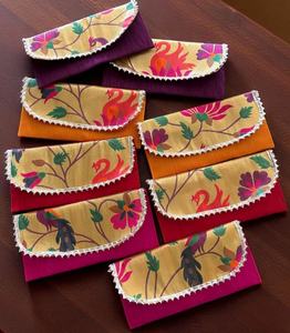 Handcrafted festive fabric money envelopes set beautifully designed for <b>weddings</b> shagun and special celebrations - Product Image 1