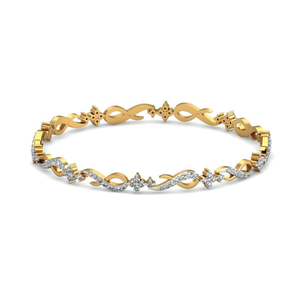 1.52ct Natural Diamond Twirl Bangle in Yellow Gold HI Color VS-SI Clarity <b>Infinity</b> Twirl Design - Product Image 4