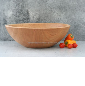 Cuencos de bambú de madera tejida de masa de madera para el hogar altamente duraderos, ensaladera de madera de bambú amigable con cuchara para ensalada - Product Image 5