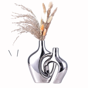 Juego de Jarrones de Acero Inoxidable Contemporáneos, Jarrón Decorativo Hecho a Mano para Flores, para Sala de Estar Interior, Regalo de Inauguración de Casa - Product Image 1