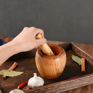 Mortero y Pilón de Madera Ecológicos, Duraderos y de Grado Alimenticio, Juego de Utensilios de Cocina Hechos a Mano para Moler Especias - Product Image 2