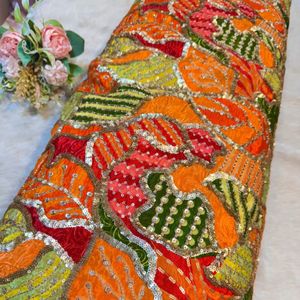 Premium position print with embroidery fabric is a modern textile designed for stylish fashion and <b>garment</b> collections This fabr - Product Image 5