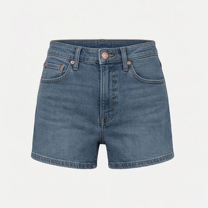 Shorts en jean pour femme, taille mi-haute, très extensibles, déchirés, délavage stone wash, qualité supérieure, style décontracté, pour l'été - Product Image 1