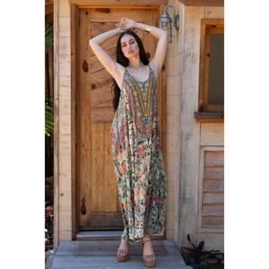 Womens <b>Boho</b> Floral Maxi <b>Dress</b> Sleeveless Spaghetti Strap V Neck Loose Fit Beach <b>Summer</b> <b>Dress</b> Ethnic Print Vacation Wear - Product Image 1