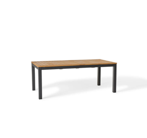 Table à manger d'extérieur en teck massif moderne avec un design rectangulaire minimaliste et des pieds en métal robustes pour patio et jardin - Product Image 4