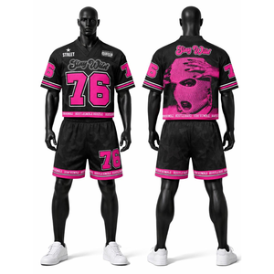 Ensemble maillot et short de football américain de qualité durable, uniforme sportif respirant, tenue d'équipe personnalisée pour les entraînements et les matchs - Product Image 1