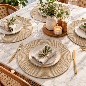 Set de table rond tressé fait main en coton naturel, style rustique, pour la maison et les fêtes - Product Image 6
