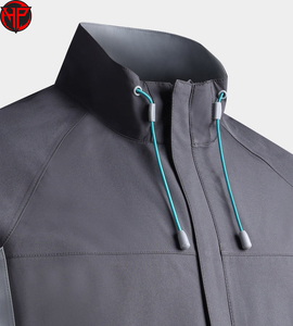 Chaqueta Softshell Cortavientos para Hombre, con Bloques de Color, Cuello Alto, Cierre de Cremallera, Ropa Deportiva para Exteriores, Chaqueta Impermeable para Otoño - Product Image 5