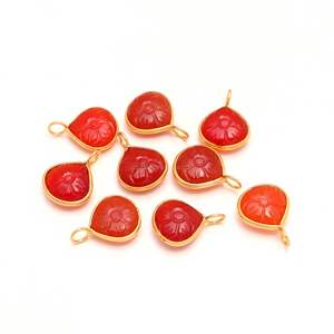 Colgante de flor de cornalina natural, plata de ley 925, colgante de piedra preciosa tallada a mano, colgante de corazón para la elaboración de joyas - Product Image 4