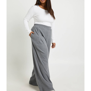 Pantalones Anchos Extra Grandes Personalizados con Logotipo Bordado, de Algodón y Felpa, para Mujer, con Cintura Elástica, Estilo Deportivo - Product Image 6