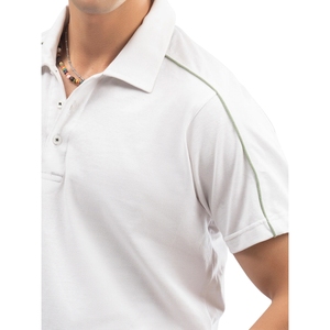 Polo Blanco Personalizado para Hombre con Ribete en Contraste, Manga Corta, Algodón Piqué, Polo de Golf, Fabricante al por Mayor - Product Image 3