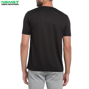 เสื้อยืดแขนสั้นสีดำสำหรับผู้ชาย ไนมาท์ ผ้าฝ้าย 100% ทรงเข้ารูป คอกลม ลำลอง ผ้าเจอร์ซีย์ถัก สีพื้น - Product Image 2