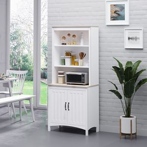 Credenza da Cucina Indipendente da 70 Pollici con 3 Ripiani Regolabili, Mobile Dispensa, Credenza Aperta, Mobiletto Laterale - Product Image 2