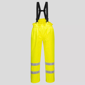 Combinaison de travail orange haute visibilité avec bandes réfléchissantes et bretelles réglables pour usage industriel - Product Image 4