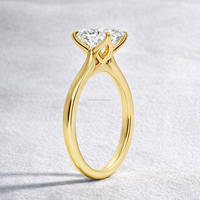 Bague de fiançailles minimaliste en or jaune massif 14 carats pour femme, avec diamant solitaire ovale de 2 carats, certifié IGI, cultivé en laboratoire, fantaisie légère