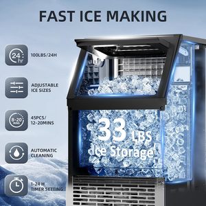 Máquina de Hielo Comercial Antarctic Star, Fabricada en Acero Inoxidable, Produce 100 Libras de Hielo en 24 Horas con Capacidad de Almacenamiento de 33 Libras - Product Image 2