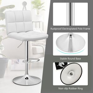 <b>Adjustable</b> Height Armless Bar <b>Stool</b> with Swivel Seat PU Leather Material - Product Image 6