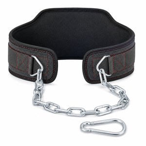 Double D-<b>Ring</b> Back Support Strap Home Wholesale Weighted Pull-up Belt <b>Thick</b> Neoprene Weight Lifting Dip Belt with Chain - Product Image 6