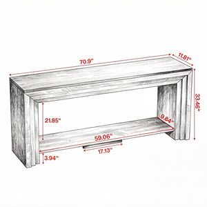 Table console rustique en teck pour l'ameublement de la maison avec un design moderne et un espace de rangement - Product Image 3